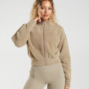 Gymshark Whitney Eyelash Knit Jacket - Cement Brown